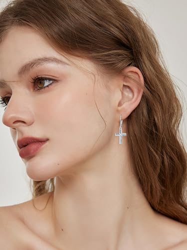 Dorunmo s925 Sterling Silver Western Dangle Drop Earrings Birthday Jewelry Gifts for Women - style: Cross