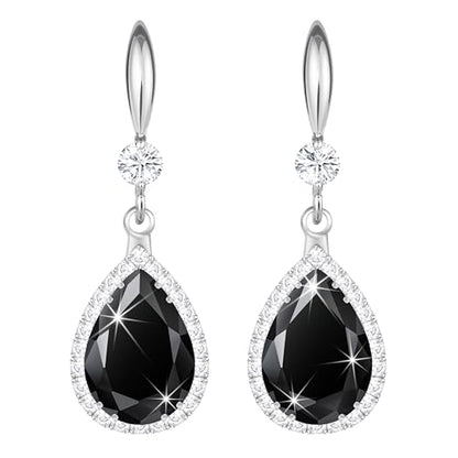 Linawe Imitation Diamond Dangle Earrings for Women Trendy, Rhinestone Drop Chandelier Earrings, Teardrop Crystal Cubic Zirconia Wedding Jewelry Set, 14K Gold/Rose Gold/Silver Tone - color: Silver,Blk