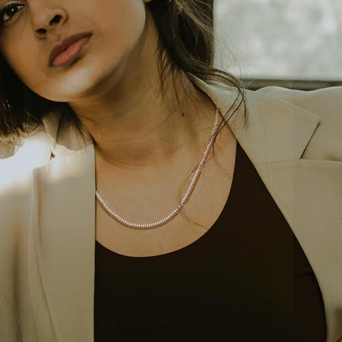 Pearls Necklace, Freshwater Tiny Small Pearls Necklace for Women's Pearl Strand Necklace Chain 18K Gold Plated Hypoallergenic White Necklace as Prom Bridesmaid Birthday Gifts - color: Bread Pearls, 18KWGP Lock
