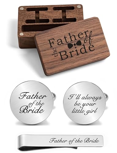 Kooer Personalized Men's Wedding Cufflinks, Custom Father Of The Bride Cuff Links Jewelry Gift For Men Him Groom Groomsman - style: I'll Always Be Your Little Girl