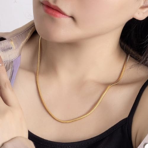 Dankadi Italy 925 Sterling Silver Snake Chain Necklace Men & Women 3MM-4MM Rolo Link Round Chain Chokers 18 "20" 22 "24" 26 "28" 30" Unisex Fine Jewelry Gift - size: Adjustable (18" - 30"), style: 3MM Gold