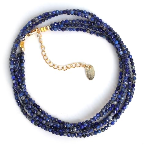 Gempires Layered Beaded Gemstone Necklace for Women, Boho Choker Birthstone | Handmade layered beaded gemstone necklace — triple-strand choker in natural stones, boho statement layering