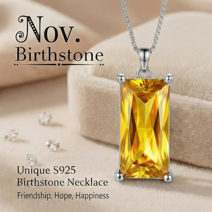 8mm x 16mm Square Birthstone Pendant Necklace – Fashion charming Sterling Silver Gift for women - color: November