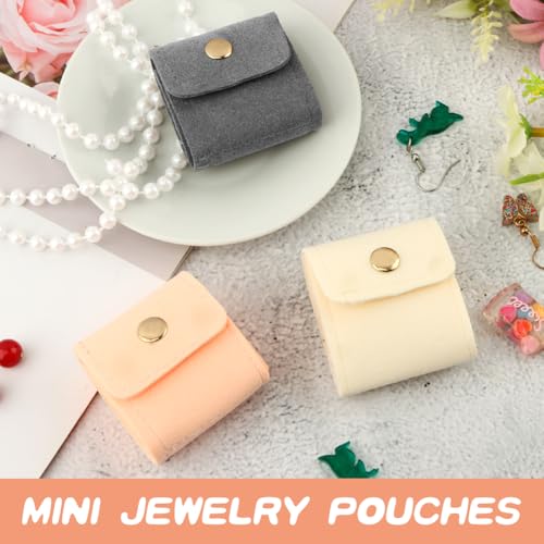 3 Pack Mini Travel Jewelry Organizer Roll, Foldable PU Jewelry Pouches | Snap Closure Anti-Tangle Storage for Earrings, Rings and Necklaces, Compact Gift for Women, 1.97 x 1.81 in Folded