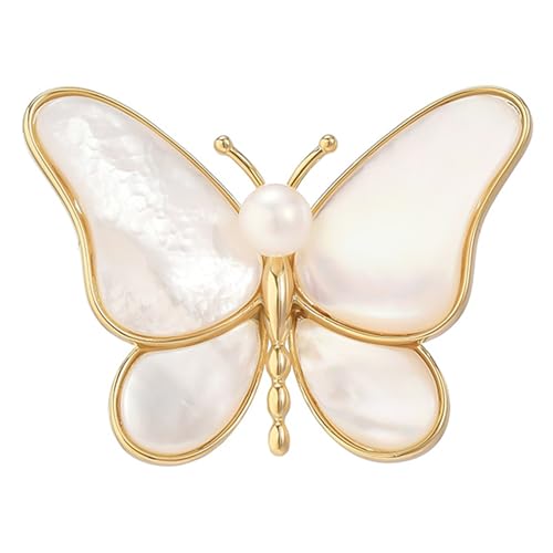HETICA Animal Brooch for Women, Funny and Cute Flower Brooch Safety Pins Clothing Backpack Hat Decoration Enamel Pins Fashion Women Brooches and Pins Jewelry - style: Mother-of-Pearl Butterfly
