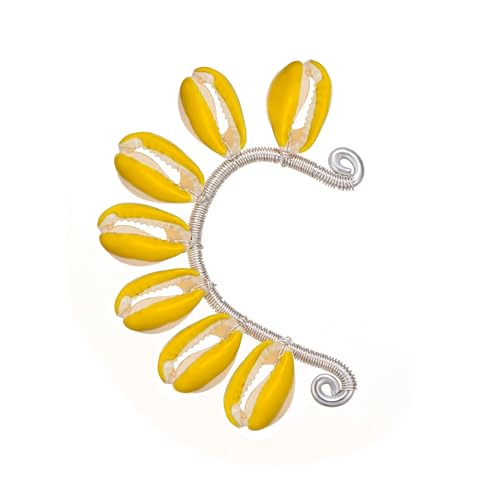 Wellike Gold Ear Cuffs For Women Non Piercing Single Clip On Earrings 18k Gold/Silver Plated Handmade Cuff Earrings Hypoallergenic Waterdrop Cowrie Shell Jewelry - color: KKWE584-S