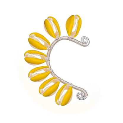 Wellike Gold Ear Cuffs For Women Non Piercing Single Clip On Earrings 18k Gold/Silver Plated Handmade Cuff Earrings Hypoallergenic Waterdrop Cowrie Shell Jewelry - color: KKWE584-S