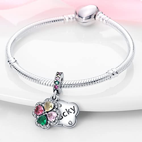 Pandach 925 Sterling Silver Charms Beads for Bracelets and Necklaces Butterfly and Headphones Pendants Clover Charms Jewelry Gift for Women - style: CZ Flower Charm