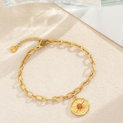 10 PCS Bracelets for Women Stainless Steel Chain Link Bracelet Set | 6.7 Inches with Extender, Jewelry Gifts for DIY, Chains Bulk, Oval, Curb, Figaro Chains, 18K Gold Plated, Silver, Chunky - color: Cable Gold
