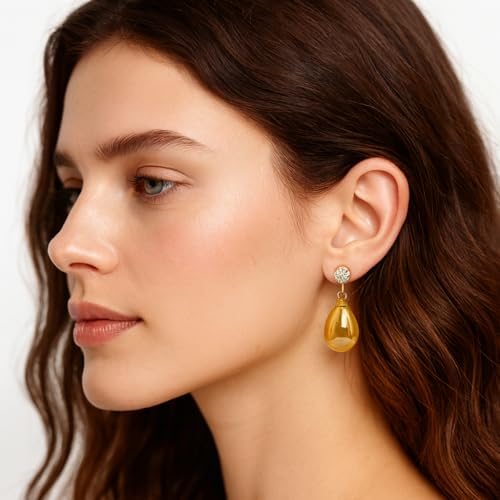 Pearl Clip on Earrings for Women - 14K Gold Silver Plated Cubic Zirconia Non Pierced Ear Clips Jewelry Gifts for Wedding Bridal Party Gifts - color: Yellow-10mm