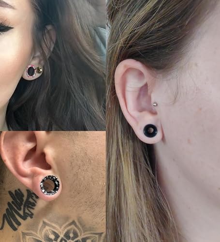 TIANCI FBYJS Stainless Steel Ear Tunnels Saddle Gauges For Ear Silicone Soft Flexible Earrings Gauge Plugs Expander Stretcher Body Piercing Jewelry 0g 2g 00g 1/2'' Set - style: 2g=6mm