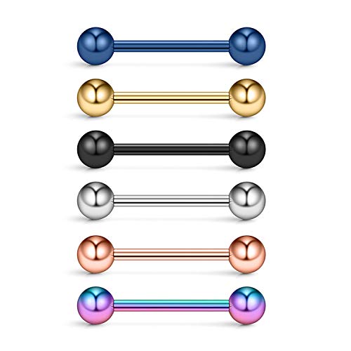 316L Stainless Steel Nipple Shield Barbell Ring Bar Body Piercing 14G - style: Mix Color(6pcs)