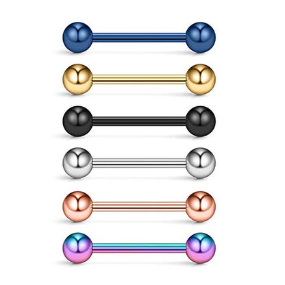 316L Stainless Steel Nipple Shield Barbell Ring Bar Body Piercing 14G - style: Mix Color(6pcs)