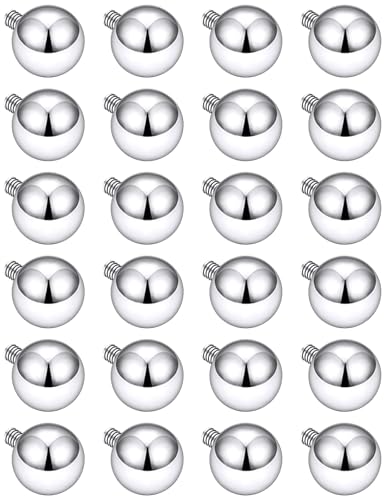 Prjndjw 25Pcs 14G 16G Replacement Balls internal thread & Externally Threaded Surgical Steel Balls Industrial Barbell Tongue Nipple Belly Button Eyebrow Rook Piercing Rings Parts 3MM-8MM - color: 24Pcs 16g internal thread Replacement Balls