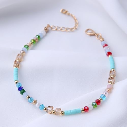 Starfish Shell Anklet Bracelets for Women, Boho Beaded Shell Anklet Set, Beach Vacation Foot Jewelry, Layered Summer Beachy Anklets - color: A6