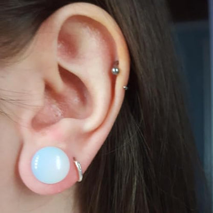 8G-12mm Solid Ear Plugs Tunnels for Women Men Single Flared Ears Gauge Plugs with O-Ring Stretcher Expander Piercing Body Jewelry Black White Clear Opalite 1 Pairs - color: Opalite, size: 6 Gauge = 4mm = 3/16 inch
