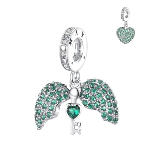Annmors Birthstone Charms for Bracelet 925 Sterling Silver Charms fit Bracelet Necklace Dangle with 5A Cubic Zirconia Christmas Valentine Mother's Day Gift for Women - color: 05-May-Emerald