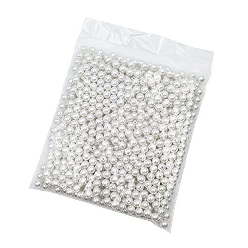 INSPIRELLE 600pcs 10mm White Art Faux Pearl Beads ABS Round Loose Spacer | for DIY Craft Necklaces Bracelets Jewelry Making - color: White, size: 10mm