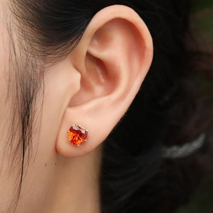 8mm Heart-Cut Birthstone Stud Earrings for Women – 18K Gold Plated Hypoallergenic Cubic Zirconia Earrings, Nickel Free, 12 Months Colors, Everyday Jewelry, Gift for Her, Bridal, Birthday, Christmas - color: 07 Jul Ruby