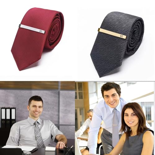 GWD Stainless Steel Tie Clips for Men Personalized Initial Tie Clip Classic Tie Bar Set - color: I