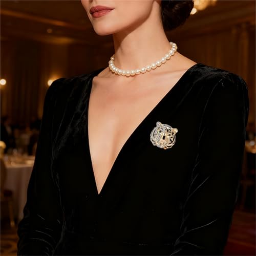 Luxury Crystal Tiger Brooch Pins for Women Men Vintage Gold-Tone Climbing Black Spots Leopard Brooch Fashion Panther Cougar Pin Suit Jackets Coat Animal Jewelry Gift - style: Gold Tiger