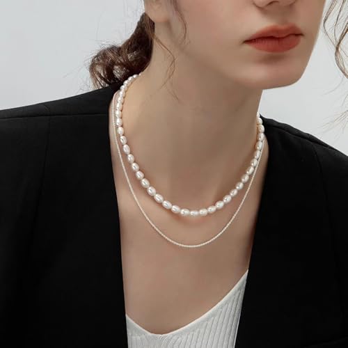 White Genuine Freshwater Cultured Pearl Necklace For Women And Men | Full Sizes from 3mm to 14mm Freshwater Pearls, AAA Grade & Above, A Love Gift Choice For Anniversaries And Birthdays - size: 6mm
