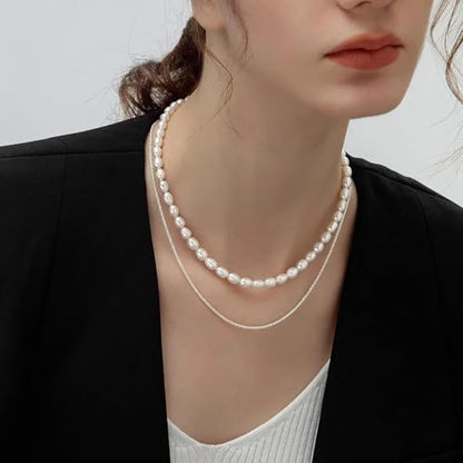 White Genuine Freshwater Cultured Pearl Necklace For Women And Men | Full Sizes from 3mm to 14mm Freshwater Pearls, AAA Grade & Above, A Love Gift Choice For Anniversaries And Birthdays - size: 6mm