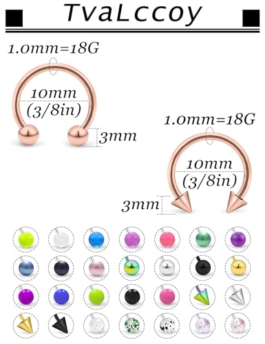 20/18/16/14G Horseshoe Septum Nose Lip Rings Smile Piercings 6/8/10/12/14/16mm Cartilage Helix Daith Earrings Surgical Steel Jewelry for Women Men - size: 18g*3/8in(10mm)