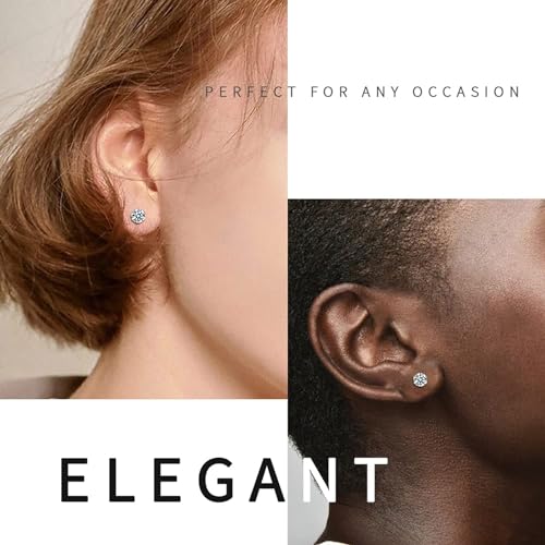 Ringcal Stainless Steel Stud Earrings Set Hypoallergenic Cubic Zirconia 14K White Gold CZ Earrings for Women - color: Gold-6Pairs-3 4 5 6 7 8mm