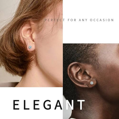 Ringcal Stainless Steel Stud Earrings Set Hypoallergenic Cubic Zirconia 14K White Gold CZ Earrings for Women - color: Gold-6Pairs-3 4 5 6 7 8mm