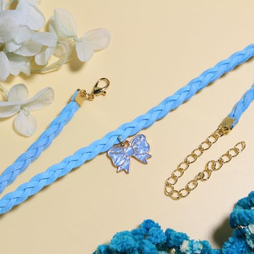 Nova&Aria Chokers Set For Women Heart Choker Necklaces Flower Pendant Velvet Cute Pink Turquoise Blue White Black Choker Necklace Christmas Colorful Lace Chokers - color: Light Blue