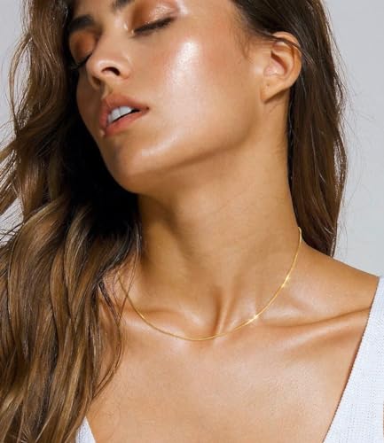 Dainty Sterling Silver Plated Diamond Choker Necklace for Women | Layered Created Diamond Pendent Necklace Set Non Tarnish, Stackable Cuban Chain Choker Jewelry - color: Gold-05