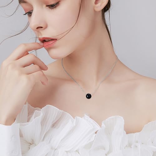 925 Sterling Silver Black Pearl Necklace Choker Jewelry Birthday Gifts for Women - style: Black Onyx