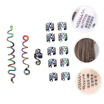 Metallic Hairpin Clips Spiral Coils Braid Jewelry Set Fashion Hair Accessories for Women Hair Braid Rings