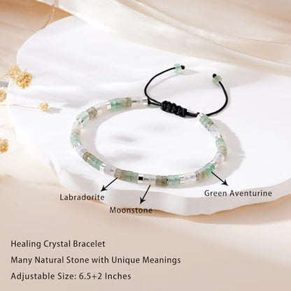 Healing Crystal Bracelet Jewelry Gifts for Women | Triple Protection/Stress Relief/New Beginnings/Good Luck/Empath Protection, Christmas, Birthday - color: New Beginnings