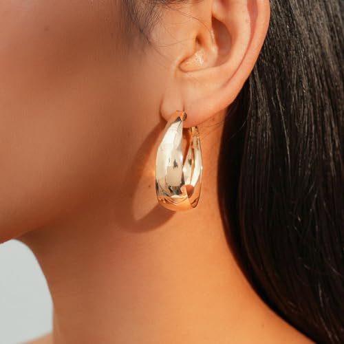 5-6Pairs Acrylic Hoop Earring for Women Chunky C Shape Hoop Earrings Resin Sets Fashion Jewelry