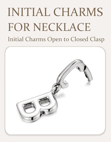 OVRUNS Initial Charm for Women Letter Bracelet Necklace Charms With Clasp | Alloy,nickel,safe for sensitive skin,Pendant with install clasp,fits bracelets with necklaces,great for gift - color: Silver, style: Letter B