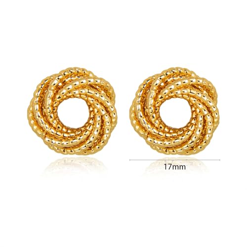 Love Knot Stud Earrings for Women Gold Plated Knot Earrings Geometric Twisted Statement Earrings Trendy Jewelry - color: Gold 17mm Knot