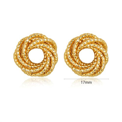 Love Knot Stud Earrings for Women Gold Plated Knot Earrings Geometric Twisted Statement Earrings Trendy Jewelry - color: Gold 17mm Knot