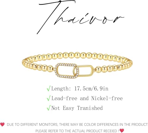 Beaded Bracelets for Women 14K Silver Gold Plated Stretch Handmade Ball Bracelets Cute Charm Bracelet Dainty Stackable Cross Heart Bow Wave CZ Circle Trendy Jewelry Easter Gifts - color: zirconia-square