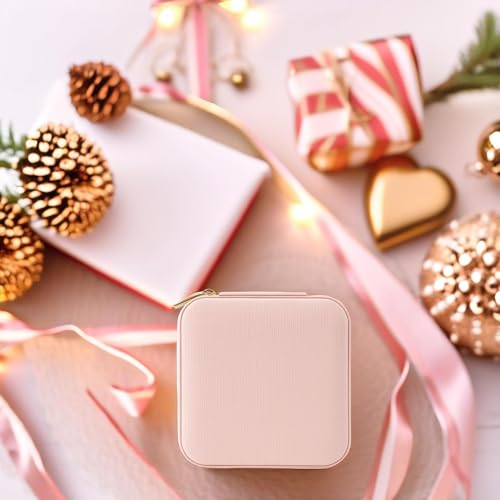 VLANDO Small Faux Leather Travel Jewelry Box Organizer Display Storage Case for Rings Earrings Necklace, Pink - color: MI. Pink
