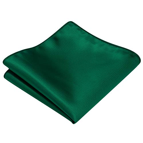 GUSLESON 3.15"（8cm） Solid Color Necktie and Pocket Square Cufflinks Sets For Men + Gift Box - color: Emerald Green