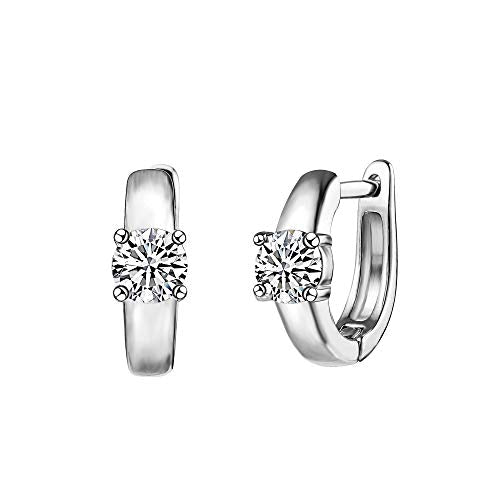 Barzel 18K Gold Plated Cubic Zirconia Huggie Cuff Earrings For Women - color: White Gold