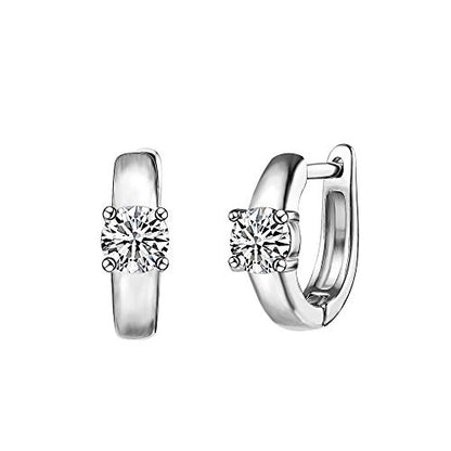 Barzel 18K Gold Plated Cubic Zirconia Huggie Cuff Earrings For Women - color: White Gold