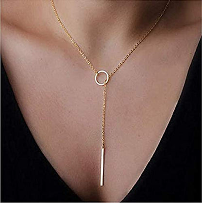 Dcfywl731 Minimal Dainty Gold Plated Dangle Earrings Layered Bar Pendant Neckalce Gold Long Y-Necklace Gold Earrings and Necklaces Set Delicate Lariat Chain Jewelry for Women - color: C1: rose gold jewelry set