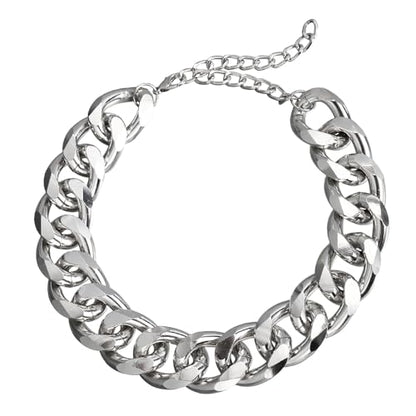 Wiwpar Punk Silver Cuban Link Chain Choker Necklace Chunky Cuban Link Chain Hip Hop Chain Jewelry Curb Cuban Wide Link Chain for Women