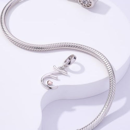Letter Charms for Pandora Bracelets 925 Sterling Silver Alphabet Initial Charms Bead Jewelry Gift for Women - style: Initial E