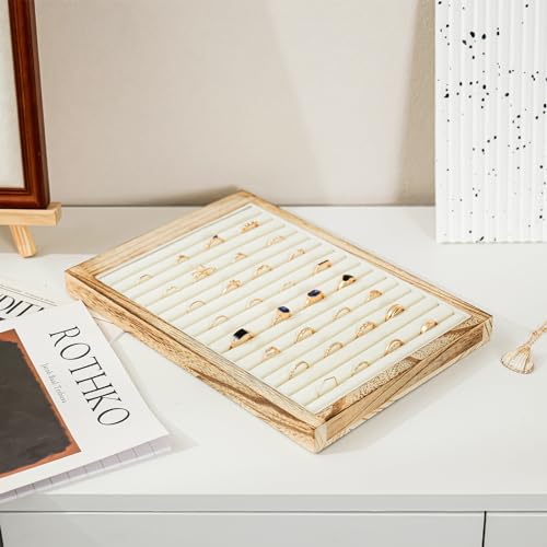 Lolalet Wooden Jewelry Display Stand -1 Pack, Ring | Necklace Bracelets Earrings Rings Jewelries Stand Freestanding Natural Wood Holder Rack for Selling Vendor Store - color: Ring