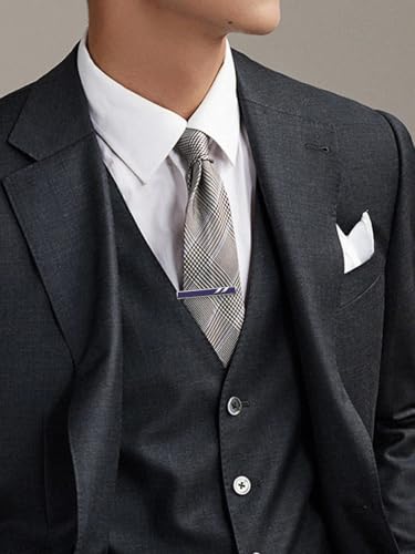 Skinny Tie Clip Navy Blue Black And Gold Tie Clips For Men Unique | Gold Tie Clip Silver Tie Bars For Mens Tie Clip Stainless Steel Elegant Tie Clips Black And Gold Tie Pin - color: blue