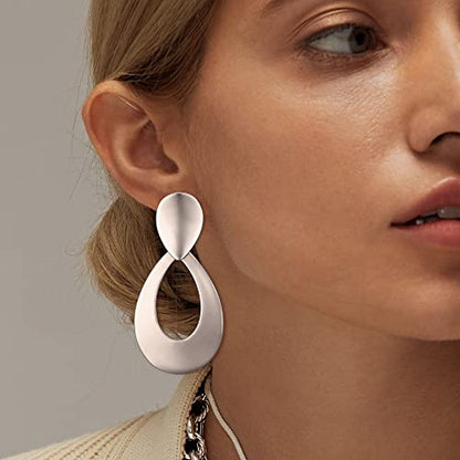 FANZE 2-3 Pairs Clip on Earrings Drop Earrings Set,Big Matte Gold Earrings Statement Earrings Jewelry Gift for Women - color: Set-10